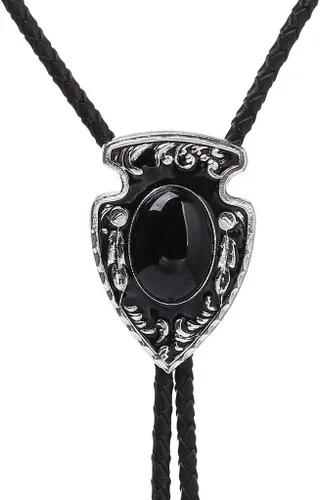 Vista 3 de HUABOLA CALYN Black Bolo Tie for Men, Native American Western Cowboy Bolo Tie