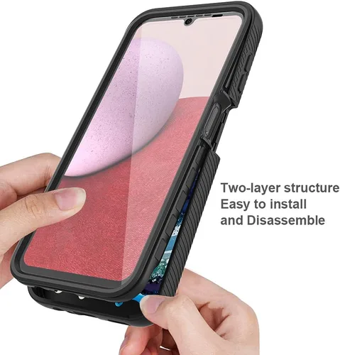 Vista 2 de TJS Funda compatible con Samsung Galaxy A14 5G, con [protector de pantalla integrado], cubierta protectora de cuerpo completo contra caídas