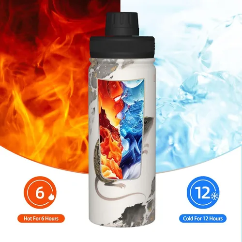 Vista 6 de Hervidor de acero inoxidable aislado con ratón Botella de agua divertida con impresión aislada Ideal para deportes y viajes
