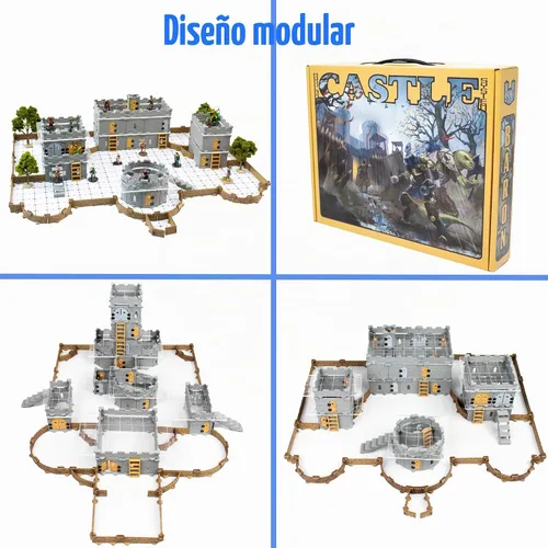 Vista 7 de Dirt Cheap Dungeons Baron Castle Set – Kit modular de 451 piezas de mega-fortaleza – 53 pies de paredes lineales para cuadrícula de 1 pulgada TTRPG