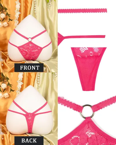 Vista 70 de Ropa interior con purpurina transpirable con encaje sexy para mujer