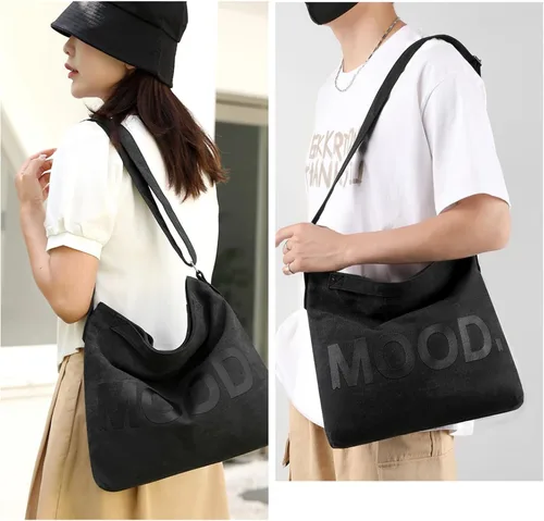 Vista 5 de Bolsa de lona, bolsa de hombro cruzada para mujeres y hombres, con cremallera, bolsa de mensajero de viaje, bolsos de hombro