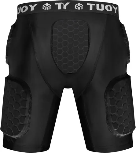 Vista 2 de Faja de fútbol acolchada para hombre, 5 almohadillas, almohadillas de fútbol integradas con protector de muslos para fútbol y béisbol