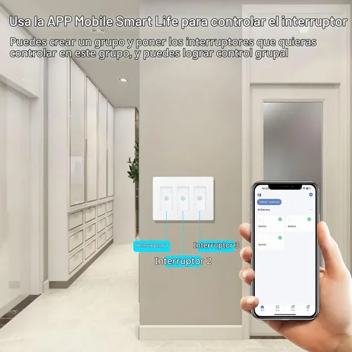Vista 6 de Milfra Interruptor inteligente táctil: 3 bandas, interruptores de luz WiFi, compatible con Alexa, necesita cable neutro, no requiere concentrador