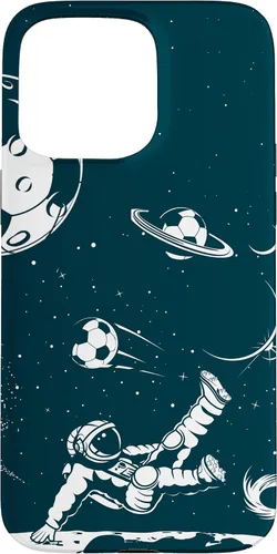 Vista 28 de Funda para iPhone 16 para teléfono de fútbol, amante del fútbol, jugador de fútbol espacial, funda de astronauta