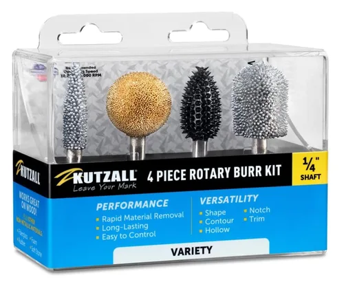 Vista 6 de Kutzall Kit de fresas rotativas de 3 piezas, eje de 1⁄4 pulgadas, grueso, brocas de tallado de madera para Bosch, DeWalt, Milwaukee Tools - Carburo