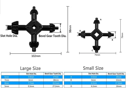 Vista 4 de Yakamoz Juego de 2 llaves universales de 4 vías, llave de portabrocas 4 en 1