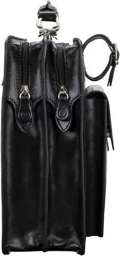 Vista 3 de Maxwell Scott - Mens Luxury Italian Leather Large Square Briefcase - Zip Closure - Handmade in Italy - The Alanzo