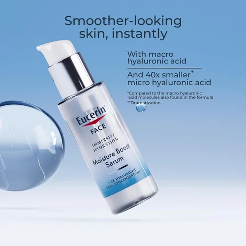 Vista 6 de Eucerin Suero facial suavizante de hidratación inmersiva, suero ultraligero de ácido hialurónico que reduce el aspecto de líneas finas y arrugas