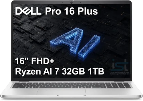 Vista 10 de Laptop Dell Pro 16 Plus PB16255, AMD Ryzen 7 PRO 250, DDR5 de 16 GB, SSD