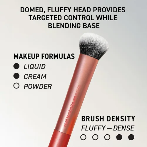 Vista 4 de Real Techniques Juego de 6 piezas de brochas de maquillaje esenciales para el día a día, incluye 4 brochas y 2 esponjas de maquillaje, para base