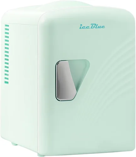 Vista 10 de Mini nevera, 4 litros/6 latas de cuidado de la piel con línea ondulada retro (blanco) Compact Mini Makeup Fridge for Beauty & Beverages, Dual-use