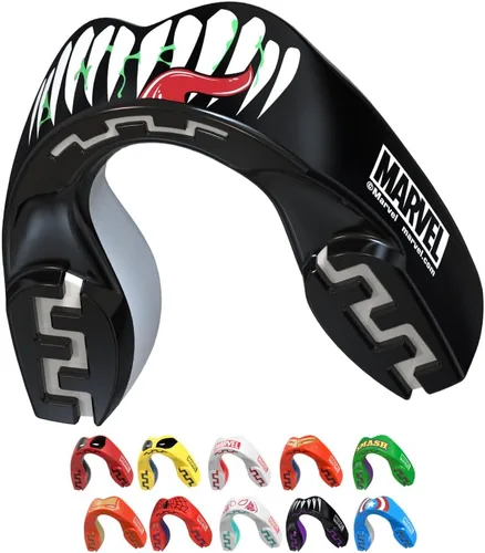 Vista 13 de Marvel Protector bucal deportivo, protector bucal de doble capa para adultos y jóvenes con estuche (bestia, junior (hasta 11 años)) Youth <11