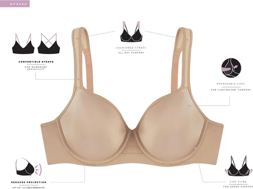 Vista 4 de Bali Sujetador reductor con aros One Smooth U Ultra Light Df3490 para mujer, gris topo