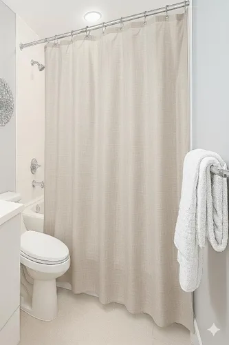 Vista 8 de Dependable Industries inc. Essentials Cortina de ducha magnetizada para baño con ojales de metal impermeable (beige)