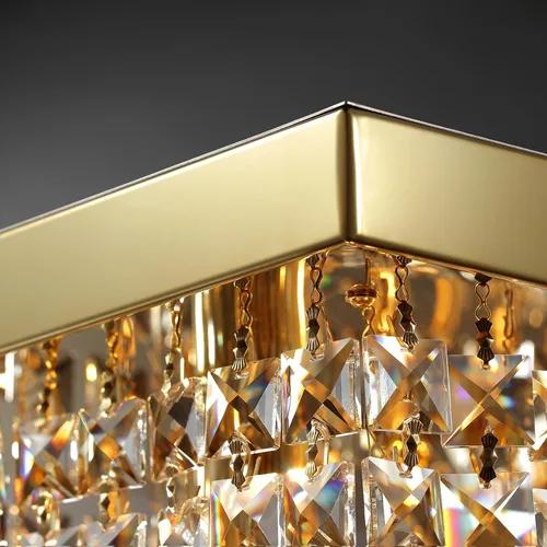 Vista 7 de Candelabros Modernos de Cristal para Lámpara de Comedor, Candelabro de Techo Rectangular Dorado de 6 Luces para Isla de Cocina y Sala de Estar