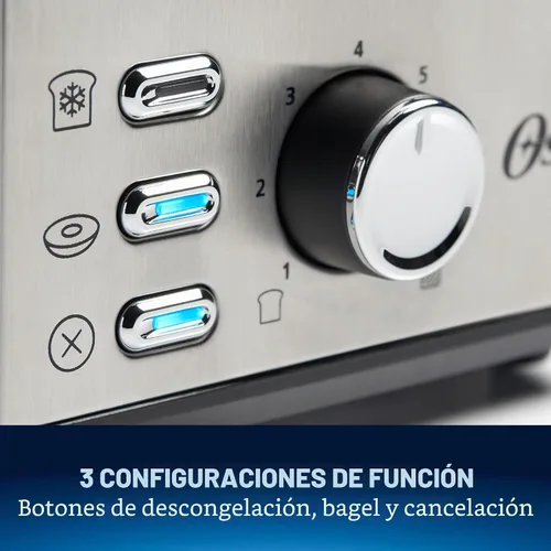 Vista 3 de Oster - Tostadora de 2 rebanadas con ranuras extra anchas, tostador de bagels, acero inoxidable