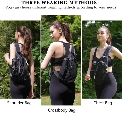 Vista 6 de TITECOUGO Bolso bandolera pequeño, mochila cruzada ligera para hombres y mujeres, bolsa de hombro para deportes y exteriores