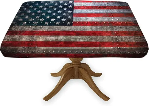 Vista 18 de Mantel cuadrado ajustable con bandera americana, 4 de julio, Día de la Independencia, manteles de madera con borde elástico, resistente a