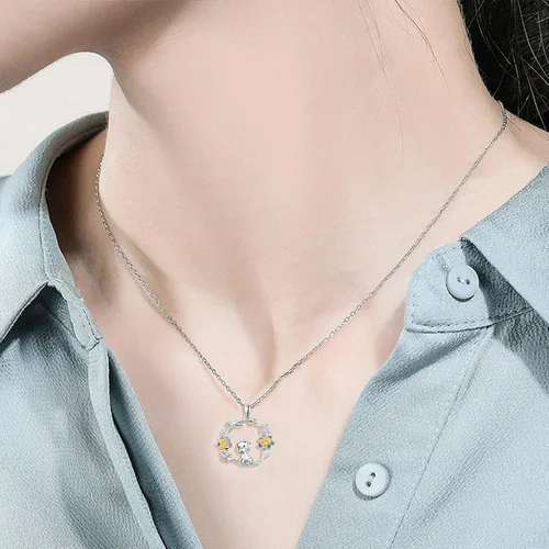 Vista 5 de Dreamboat Collar de plata de ley 925 con diseño de animales para mujeres y niñas, collar de flores, día de la madre, fiesta de cumpleaños, joyería
