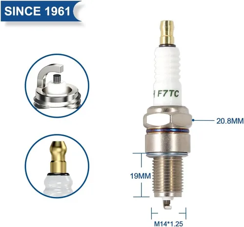 Vista 2 de PK2 TORCH F7TC Bujía de Repuesto para Bujía NGK 3785 BP7ES, Compatible con Generador GX120 160 200 240 270 340 390 Cortacésped Tractor Go Kart Mini