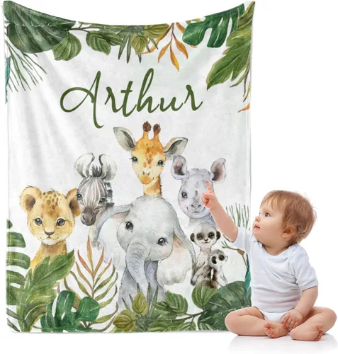Vista 14 de J&SBGFT Manta de Bebé Personalizada para Niños - Manta con Nombre Personalizado para Niños Pequeños, Niños - Manta Decorativa de Guardería Cochecito