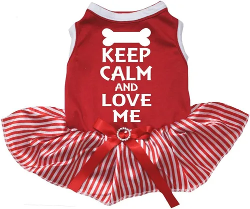 Vista 8 de Petitebella Keep Calm and Love Me - Vestido para cachorro (negro/dorado, talla XS)