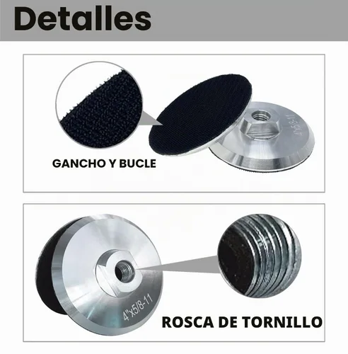 Vista 2 de Almohadilla de respaldo de aluminio, almohadilla de respaldo de gancho y bucle, 5/8"-11 roscado 4" (4 pulgadas, 2, cuenta)