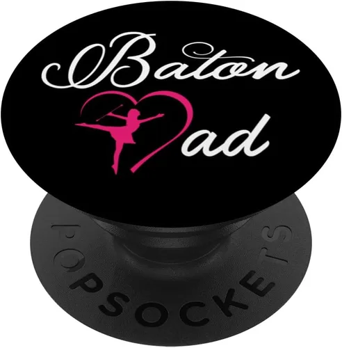 Vista 6 de Baton Dad Heart majorette dance twirling recitals PopSockets MagSafe PopGrip for iPhone