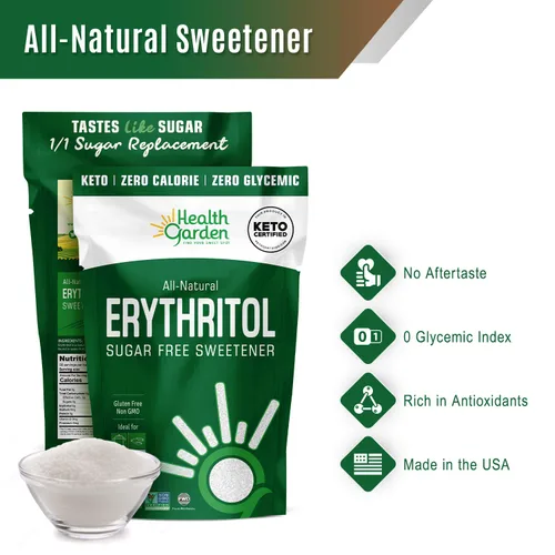 Vista 4 de Health Garden Edulcorante sin azúcar de eritritol, apto para dieta cetogénica, 12 onzas