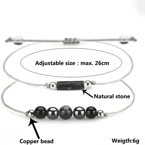 Vista 2 de Ronglry Pulsera de cristal para mujeres y hombres, piedras curativas espirituales, pulsera de gemas de amatista para aliviar la ansiedad, joyería