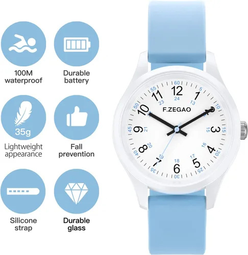 Vista 3 de Nurse Watch for Nurse Professionals Medical Students Women, 100M Waterproof Watch for Swimming 24 Hour Military Time Easy to Read Dial with Silicone