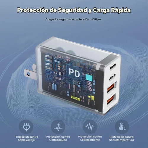 Vista 5 de Bloque de cargador de 40 W para iPhone 16 y 15, paquete de 2 cubos de carga rápida, 4 puertos USB tipo C de carga de pared PD&QC, adaptador de Apple