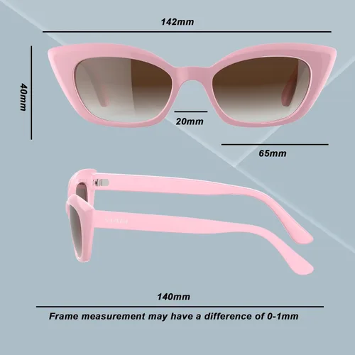 Vista 4 de Saveen Gafas de sol retro de moda TAC ojo de gato para mujer, montura rectangular TR90 gruesa gafas de sol polarizadas protección UV400
