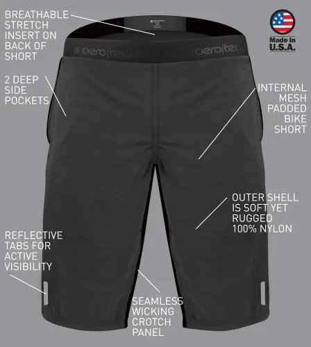 Vista 6 de Men's USA MTB Shorts Mountain Bike Shell and Padded Liner Made in USA