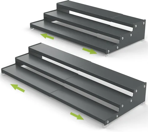 Vista 12 de Jojocross Organizador de especias para gabinete, almacenamiento de especias expandible de 3 niveles, ideal para armarios de cocina, armario, Negro