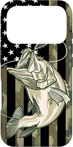 Vista 27 de Fishing Camouflage US American Flag Bass Fish Fisherman Camo Case for iPhone 17