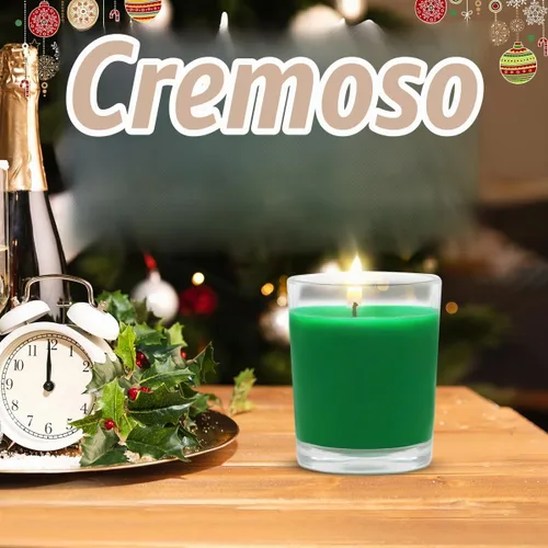 Vista 2 de Juego de 4 velas votivas verdes para Navidad y día de San Patricio, velas de cera de soja sin perfume rellenas de vidrio transparente