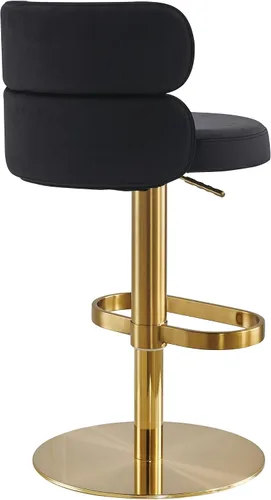 Vista 5 de Taburetes de bar de terciopelo modernos giratorios de altura ajustable para encimera de cocina, taburetes de bar con reposapiés para sala de estar