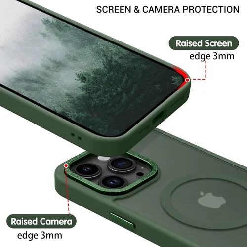 Vista 6 de BENTOBEN Funda magnética para iPhone 13 Pro Max, compatible con MagSafe, translúcida mate esmerilada, antihuellas, delgada, a prueba de golpes