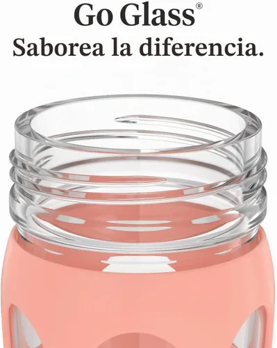 Vista 3 de Lifefactory Botella de agua de vidrio de 16oz con tapa activa, melón Cantaloupe