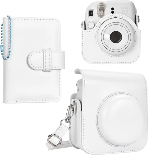 Vista 10 de Fuji Mini 12 - Funda para cámara y álbum de fotos, funda protectora de cuero compatible con cámara instantánea Instax Mini 12 con álbum de fotos
