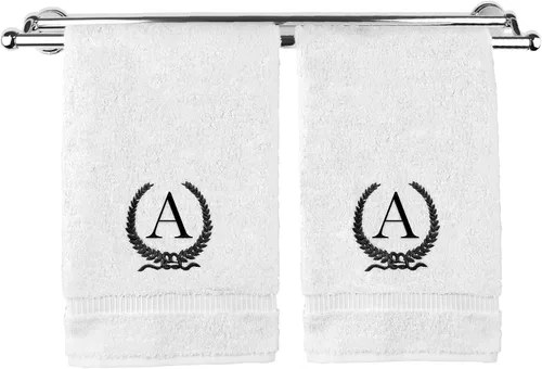 Vista 12 de Toalla de mano con monograma, regalo personalizado, 16 x 30 pulgadas, letra blanca bordada con diseño de corona en toalla negra, extra absorbente