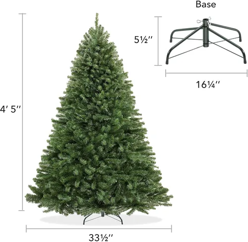 Vista 6 de Casafield Árbol de Navidad artificial realista de abeto verde sin iluminación de 4.5 pies con soporte de metal resistente
