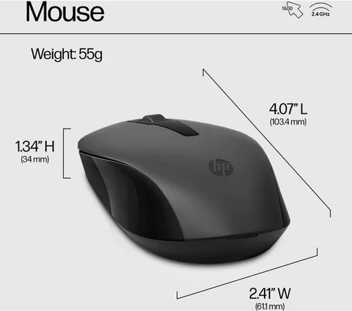 Vista 3 de HP Combo de teclado y mouse inalámbricos 330 - Receptor USB inalámbrico de 2.4 Ghz - Teclas Chiclet, 12 atajos de teclado - Mouse multisuperficie