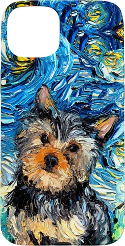 Vista 9 de iPhone 16 Yorkshire terrier Starry Night Cute Yorkie Dog Art por Aja Case