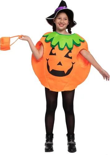 Vista 2 de Spooktacular Creations Disfraz unisex de calabaza de bruja grande para niños con canasta de juguetes, sombrero de bruja para niños pequeños, fiesta