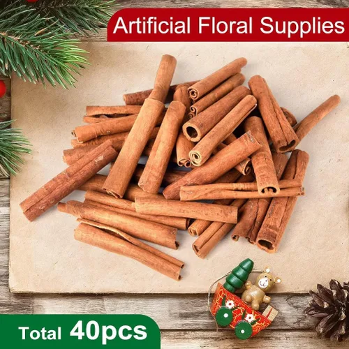 Vista 2 de 40 unidades de canela en forma de corona de flores de imitación de 3.1 in de longitud, canela, manualidades de Navidad