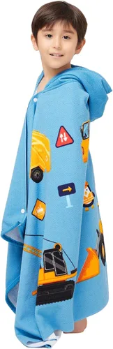 Vista 2 de Gealaek Toalla con capucha para niños pequeños de 5 a 12 años, toalla de baño, piscina, playa, extra grande, suave y absorbente, poncho de playa