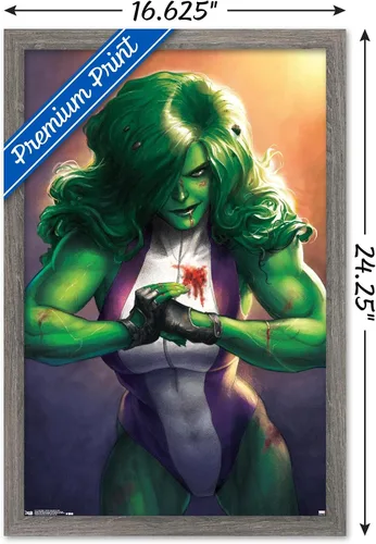 Vista 3 de Trends International Marvel Comics - She-Hulk - Totally Awesome Hulk - Póster de pared con portada #4, 14.725 x 22.375 pulgadas, versión enmarcada